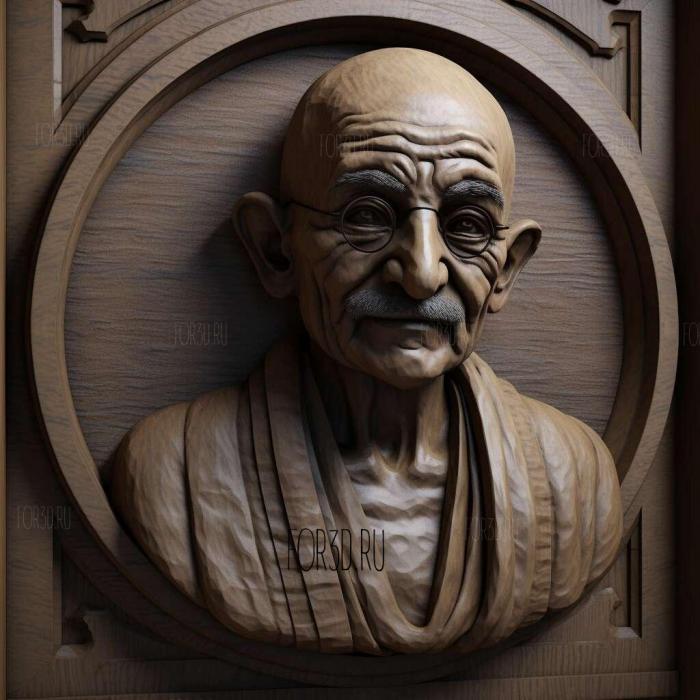 Gandhi Bust 3 stl model for CNC